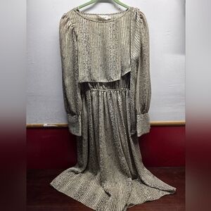 Elegant Long-Sleeve Pleated Dress
